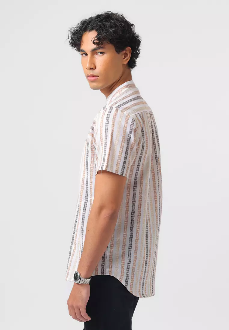 Kemeja Koko Pria Lengan Pendek ALWI BEIGE Baju Muslim Pria