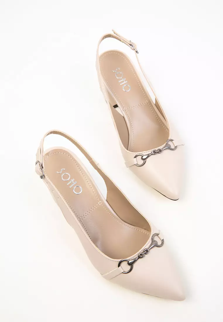 Beige Women's Classic Heeled Shoes 20368