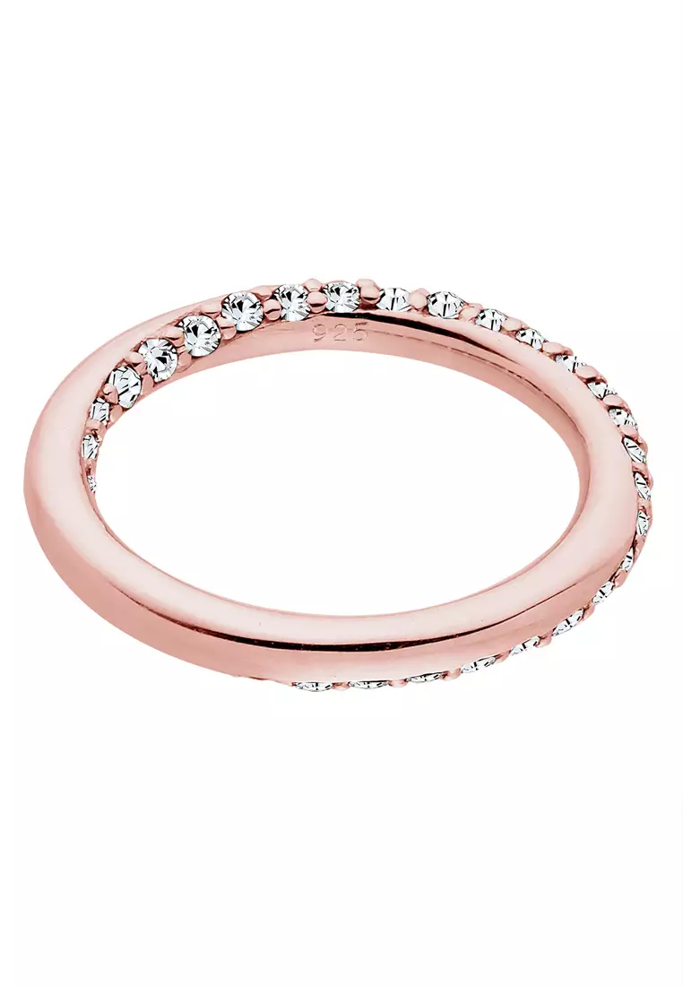 Ring Rosegold Plated Crystals Engagement
