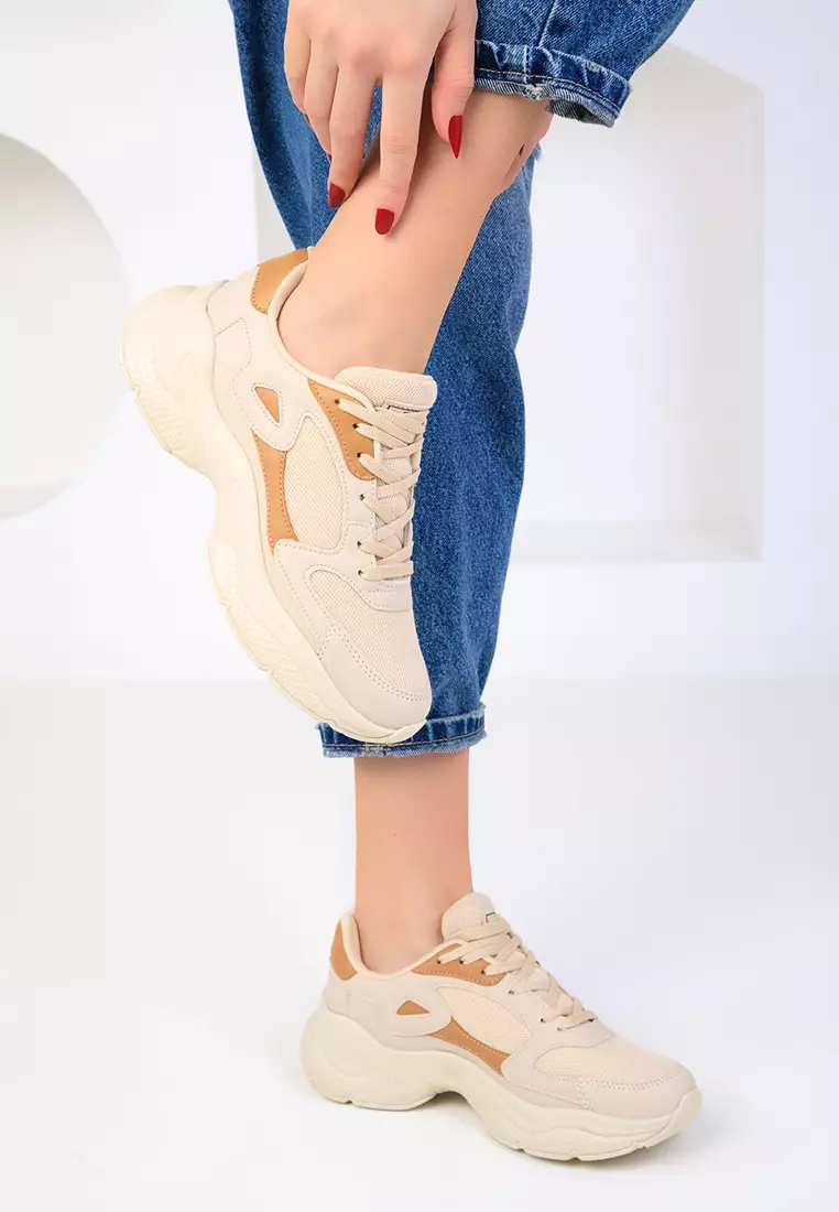 Beige-Tan Women's Sneakers 18147