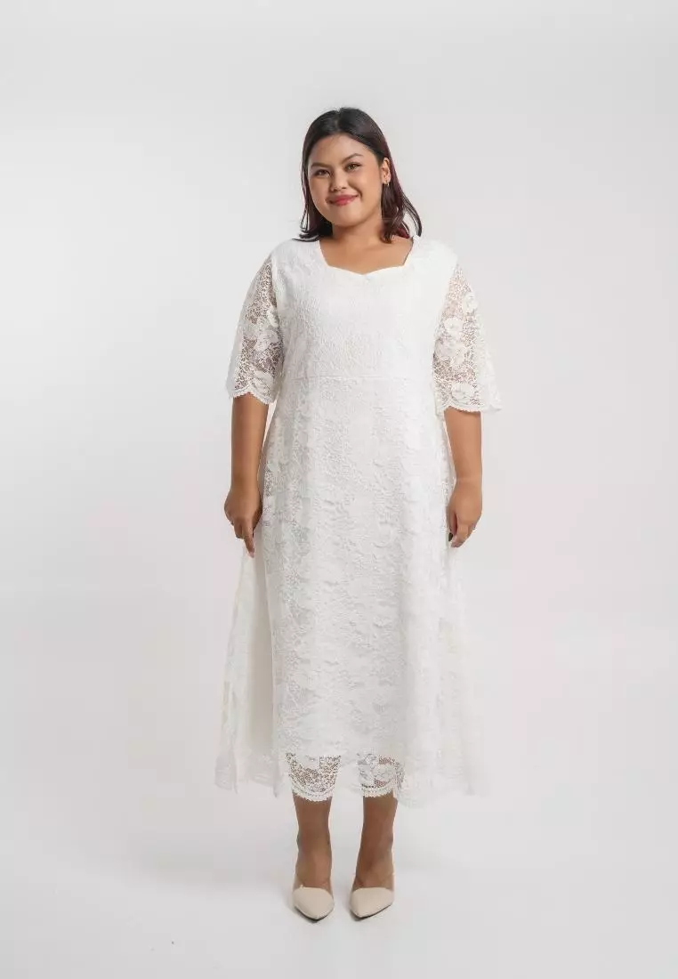 Plus Size Party Dress Jessaline Broken White