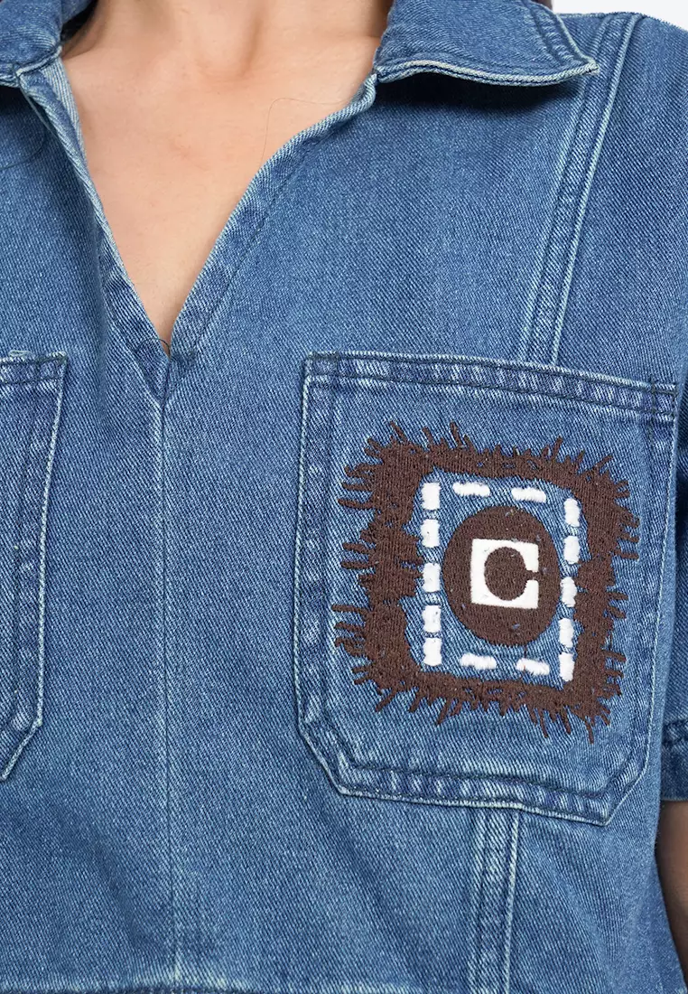 Pocket Crop Denim Shirt