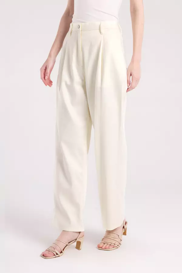 MINIMAL - Ludwig - Celana Lurus Lipit - White Warna White