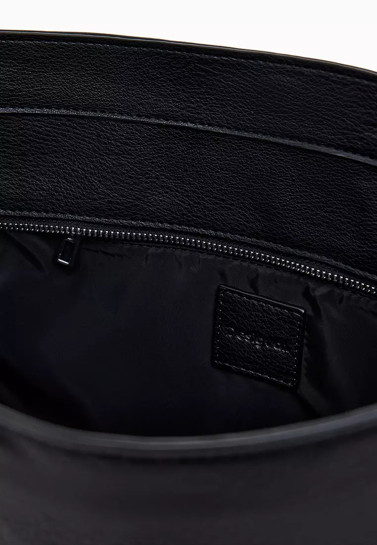 Medium embroidered faux leather bag