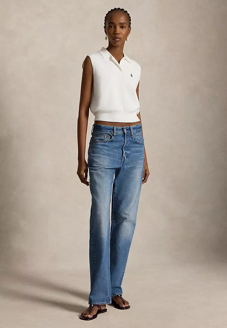 Polo Ralph Lauren Women Cotton Cropped Sleeveless Polo Sweater
