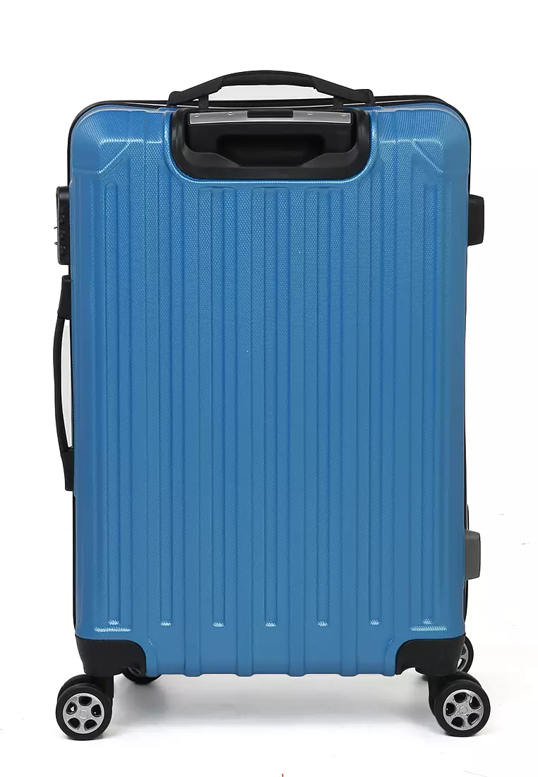 Isvara Tas Koper Hardcase Unisex One Set Suitcase Number Code Combination Lock Large Compartment Material ABS+PVC Coated ORIGINAL - Light Blue