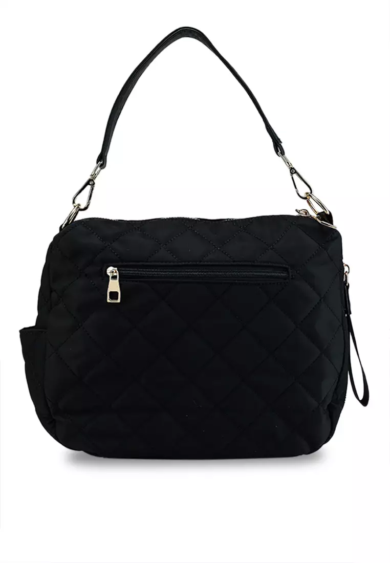Quilted Nylon Convertible Shoulder Bag