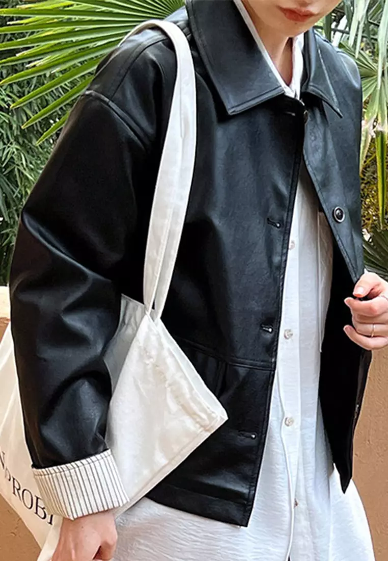 女式復古仿皮皮褸 YX9687