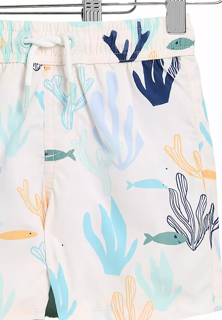 2Pk Sea Scene Shorter Length Swim Shorts