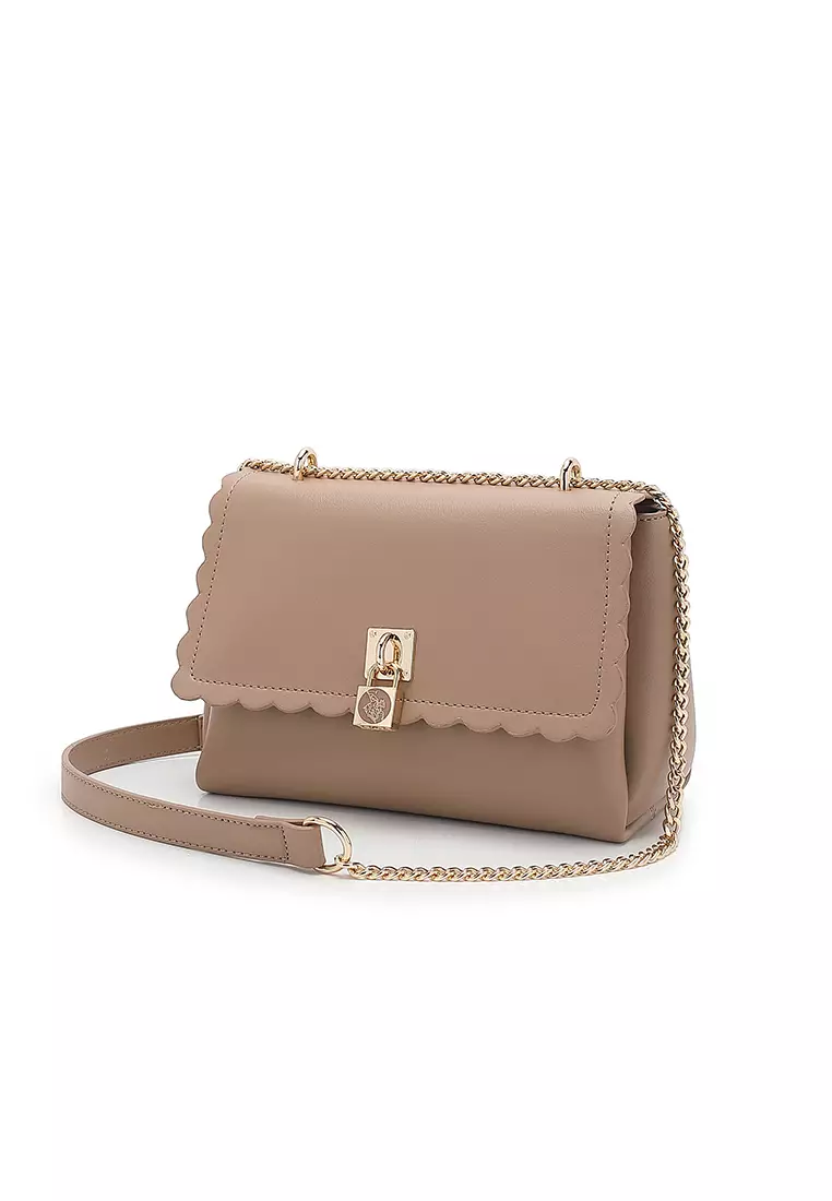 Women's Chain Shoulder Bag / Sling Bag / Crossbody Bag (Tas Bahu Wanita / Tas Selempang Wanita) - Cokelat