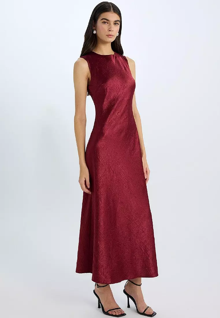 Satin Sleeveless Midi Dress