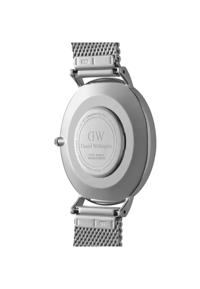 Classic 40mm Sterling Silver Onyx Dial Watch for men - Stainless Steel watch strap - DW official - Men's watch - Male watch - Black dial - Authentic - jam tangan lelaki