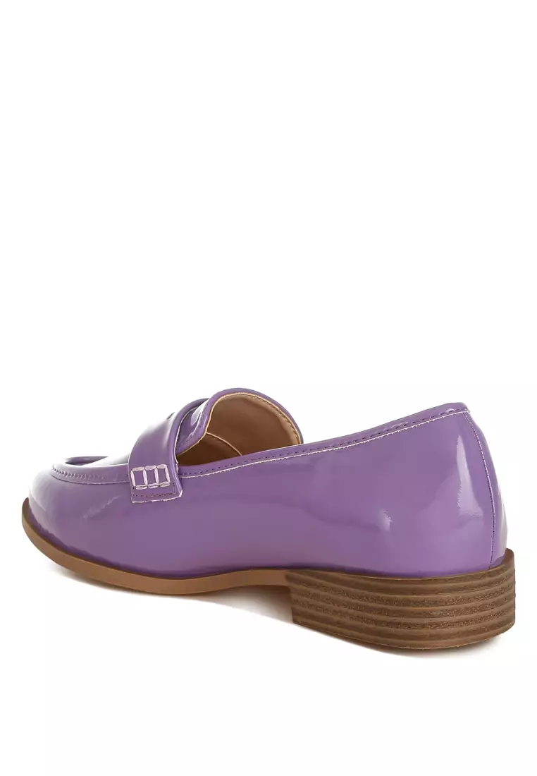 Penny Strap Detail Loafers in Lilac