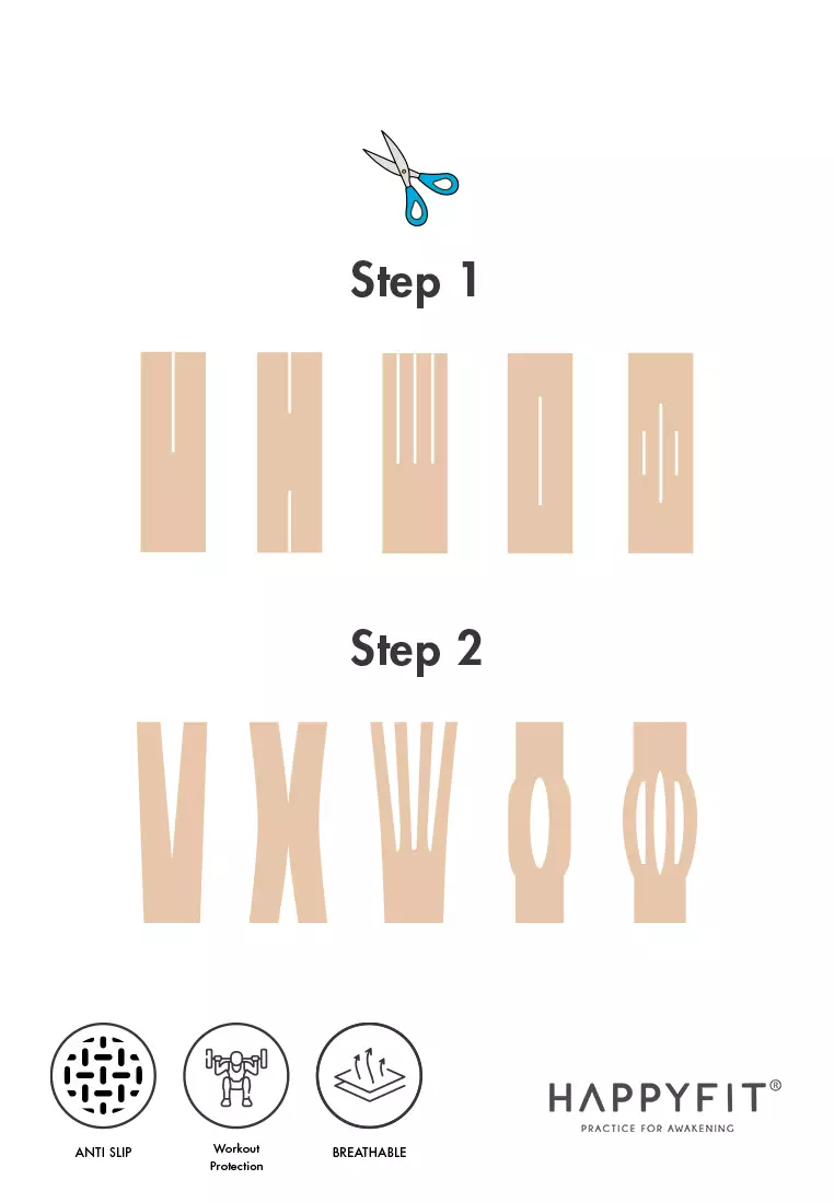 HAPPYFIT Kinesio Support Tape Cotton Adhesive - Finger & Wrist Tape - Perban Olahraga - 7,5cm x 5m