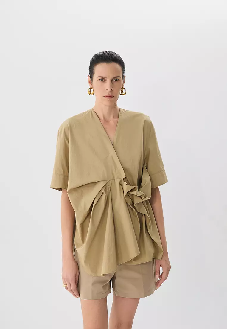 100% Cotton 3D Pattern Oversized Short-Sleeve Shirt