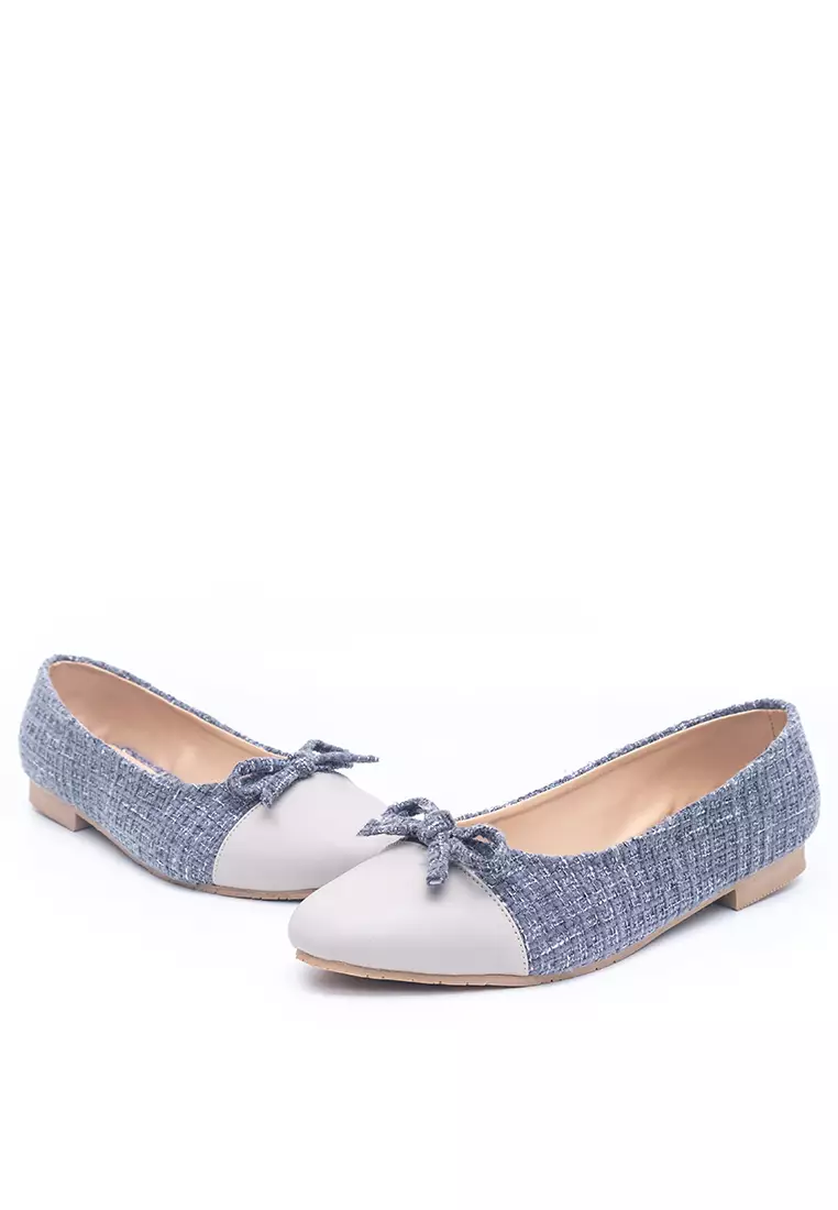 Audrey Ballerina Flat Shoes in Grey