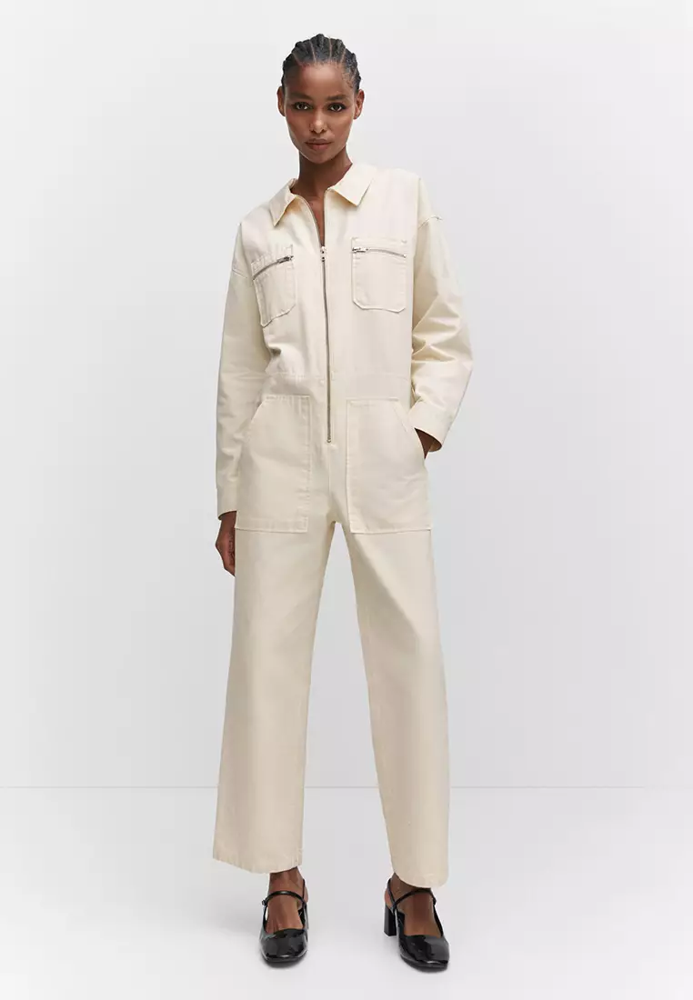 Mango jumpsuit beige hotsell