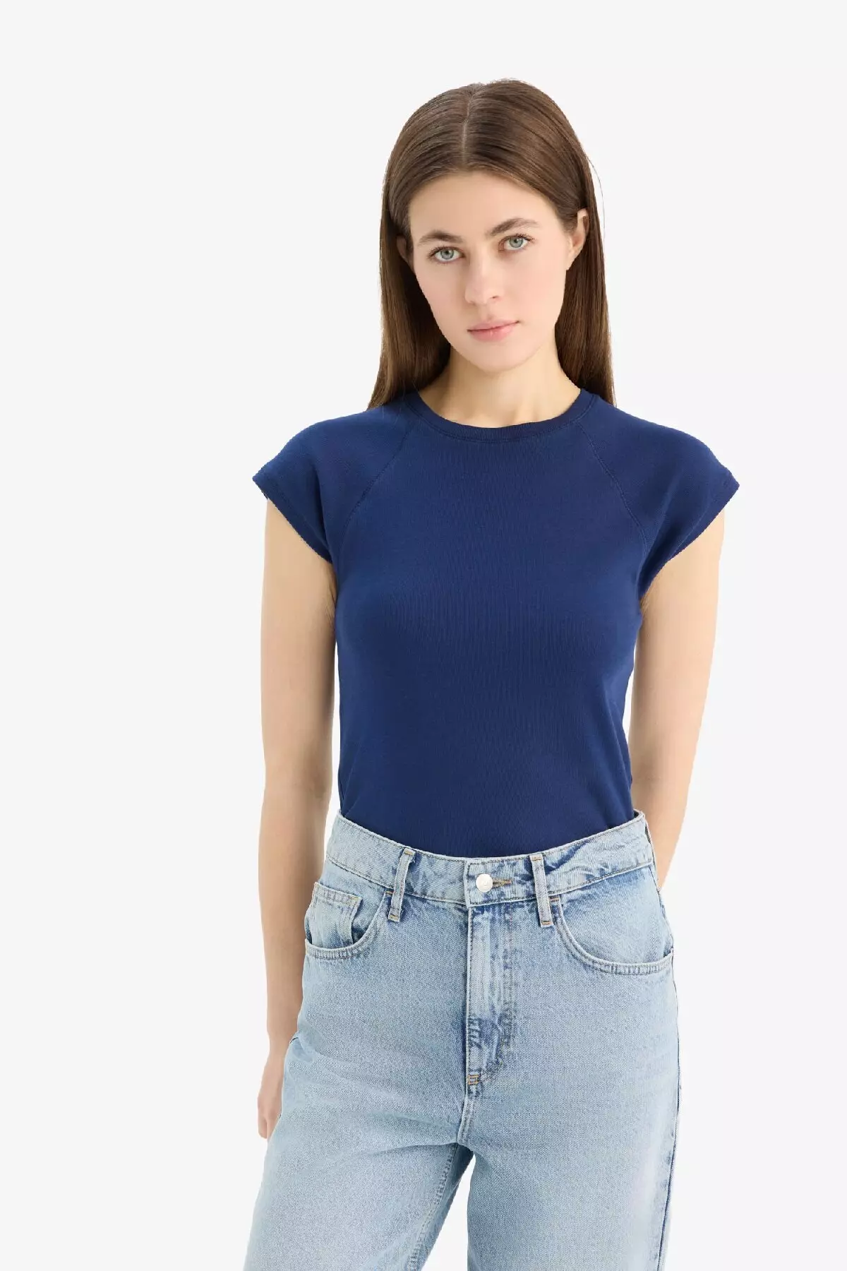 Slim Fit Crew Neck - Plain Rib Short Sleeve T-Shirt C7334Ax25Sp