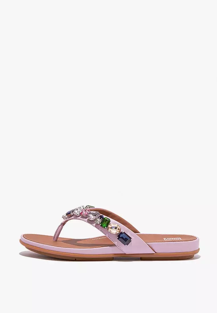 Discount on Fitflop  shoes - SKU: Fitflop Gracie Women's Jewel-Deluxe Leather Flip-Flops - Wild Lilac