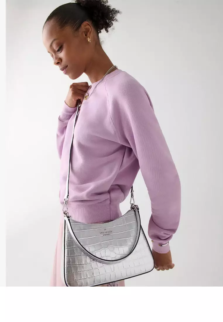 Margot Metallic Croc Embossed Convertible Shoulder Bag