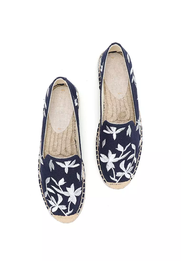 刺繡帆布草編麻底鞋 HB003
