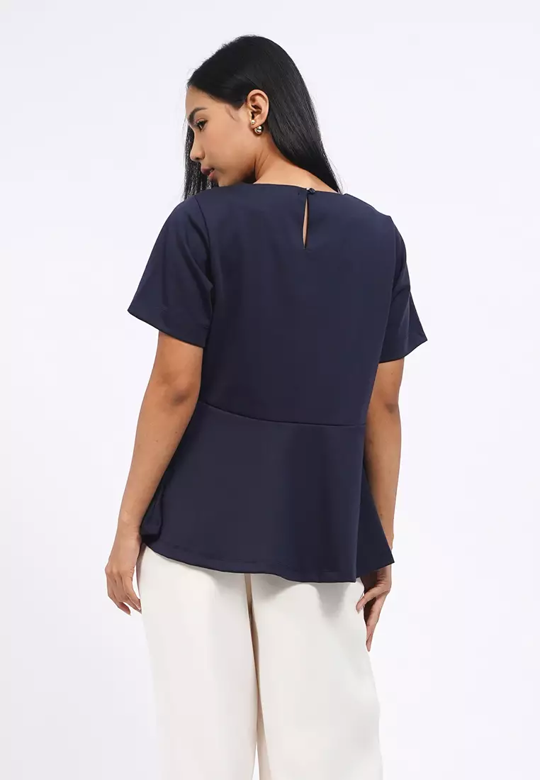 Short Sleeve Peplum Knit Top