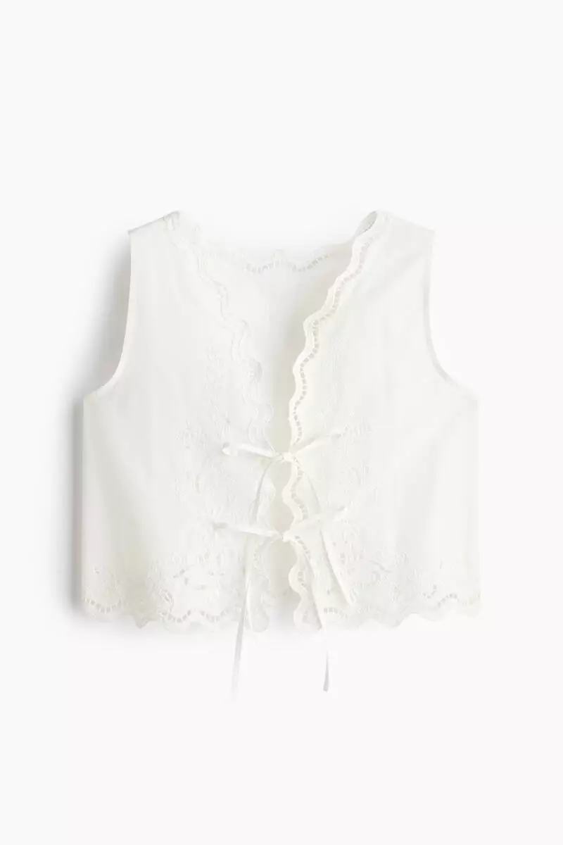 Tie-front cotton beach top