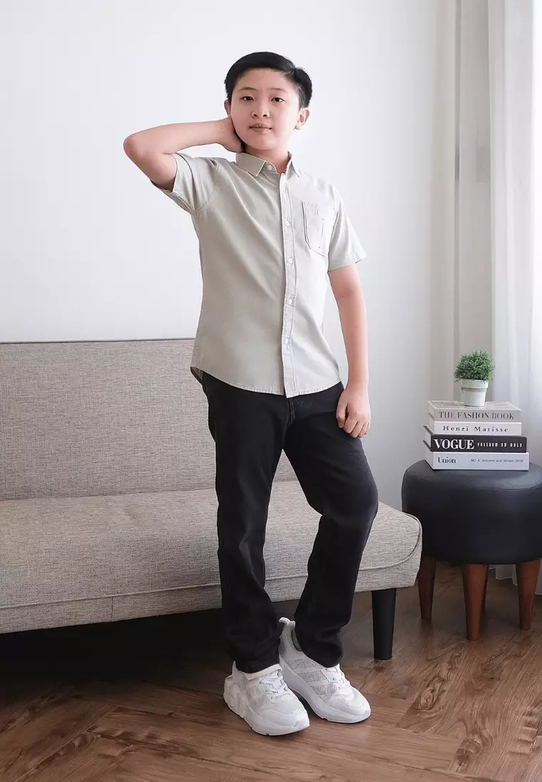 POLICE Kemeja Polos Cotton Anak Laki Laki