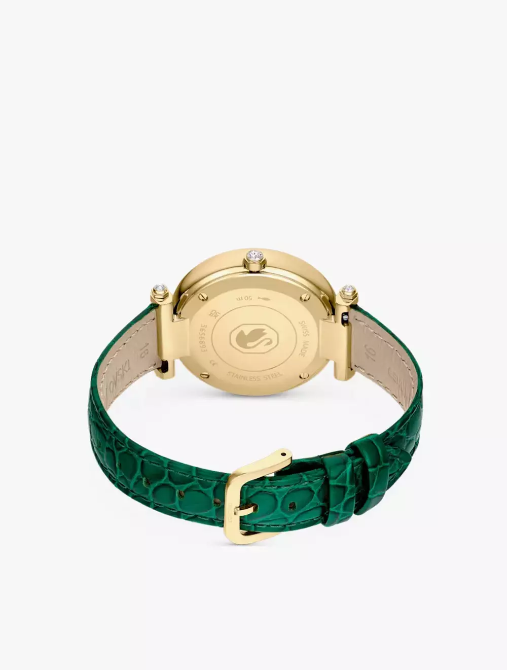 Crystalline Wonder Watch, Swiss Made, Leather Strap, Green, Gold-Tone Finish - Green
