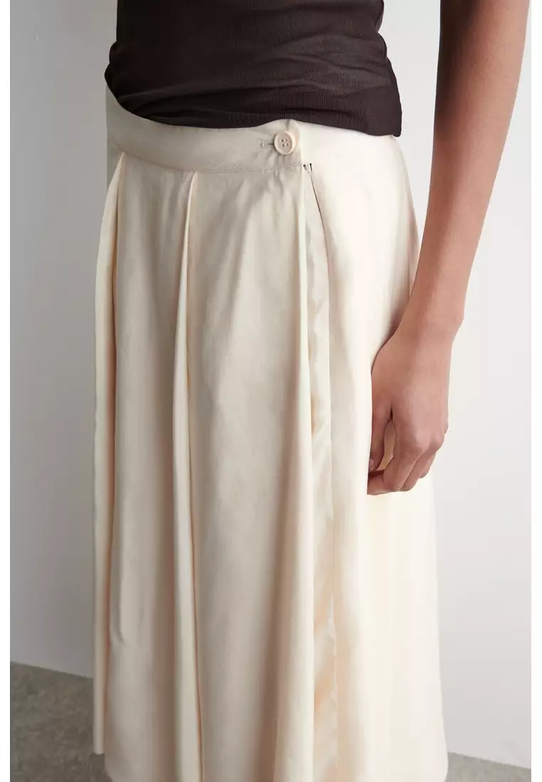 PLEATED A-LINE MIDI SKIRT