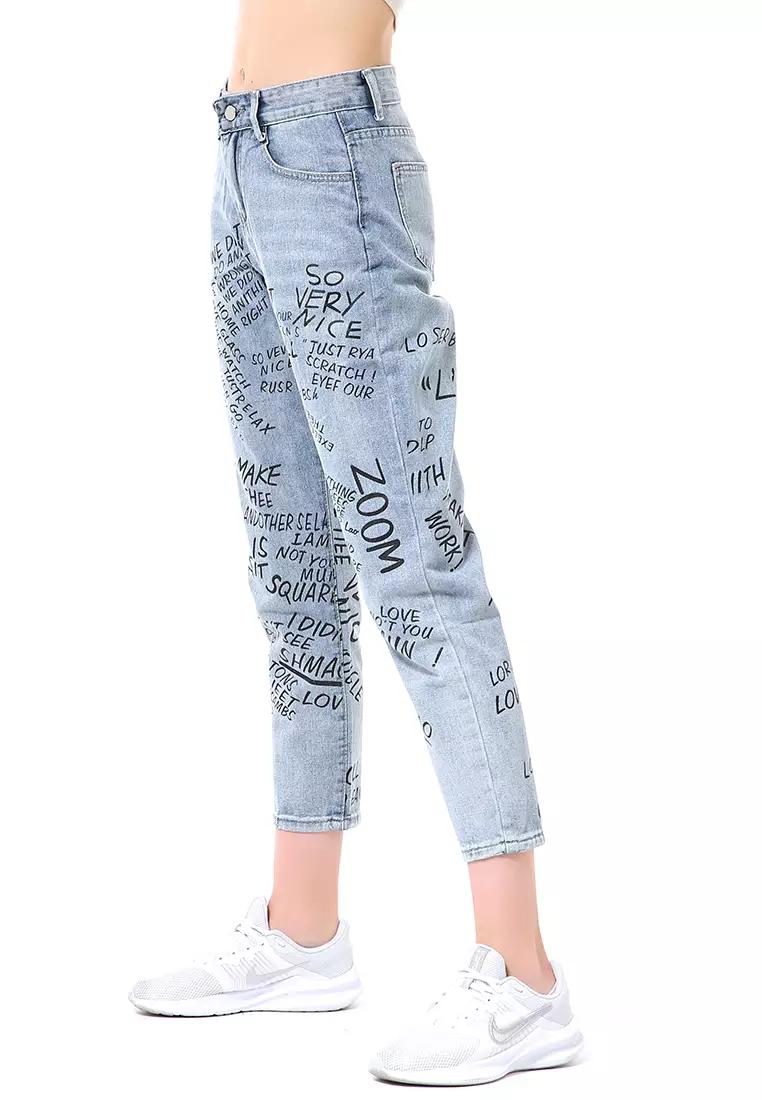 Stella Celana Panjang Boyfrend Jeans Wanita Motif Stylish Material Denim ORIGINAL - Light Blue