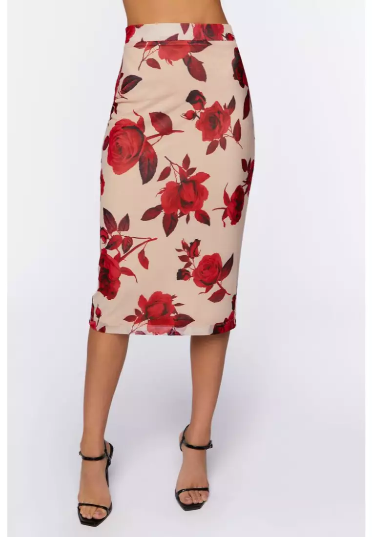 Floral pencil shop skirt forever 21