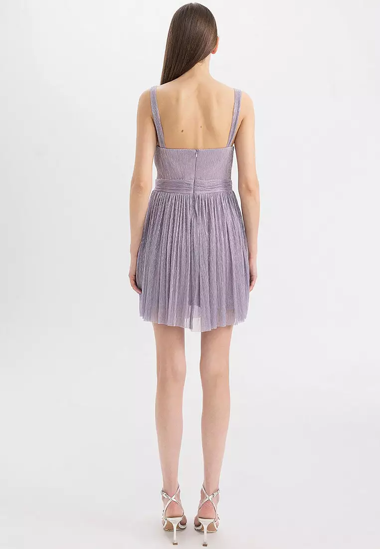 Shiny Pleated Mini Dress