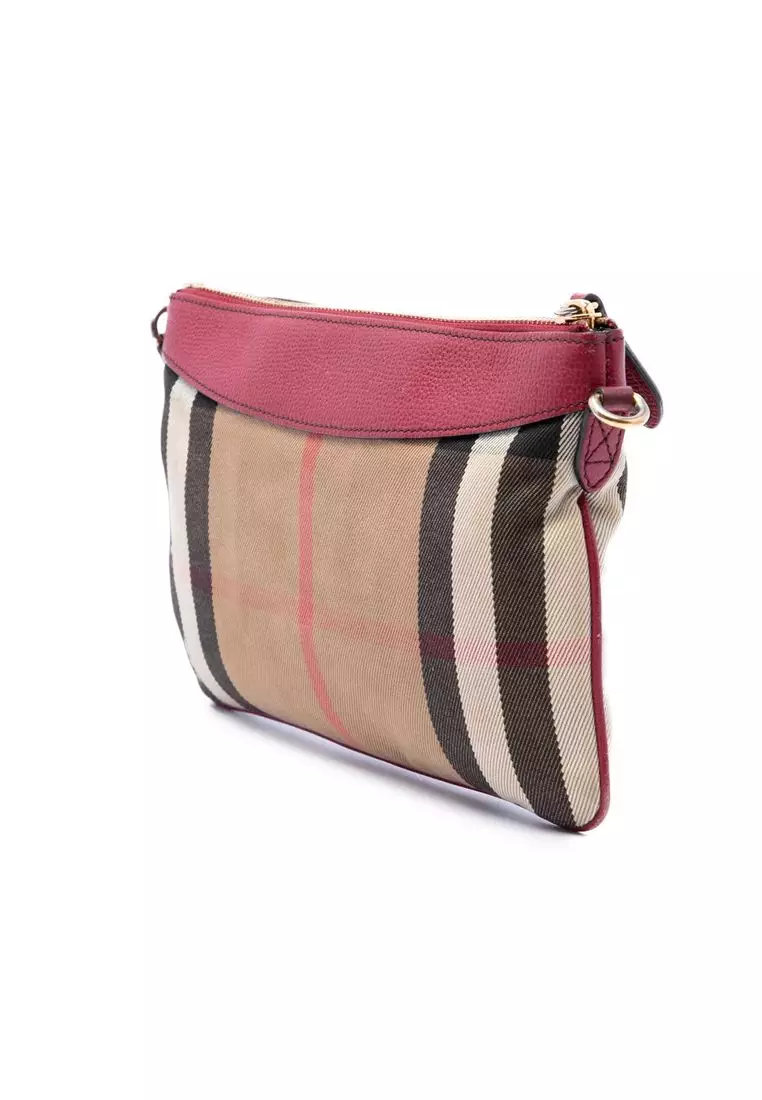 Pre-Loved Burberry House Check Canvas Derby Peyton Crossbody