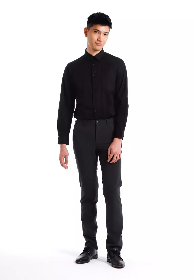 Byford Mens Modern Fit Flat-Front Slacks - 3125002A-96DarkGrey