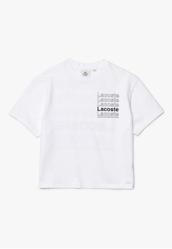 Lacoste white Women’s Lacoste L!VE Crew Neck Loose Print Cotton T-shirt 9E024AA0193558GS_1