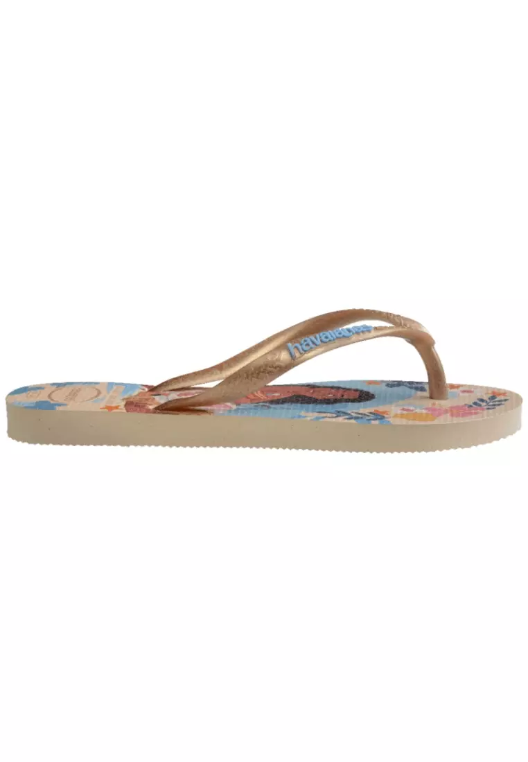 Havaianas Kids Slim Princess Flip Flops-Beige Straw/Beige Straw