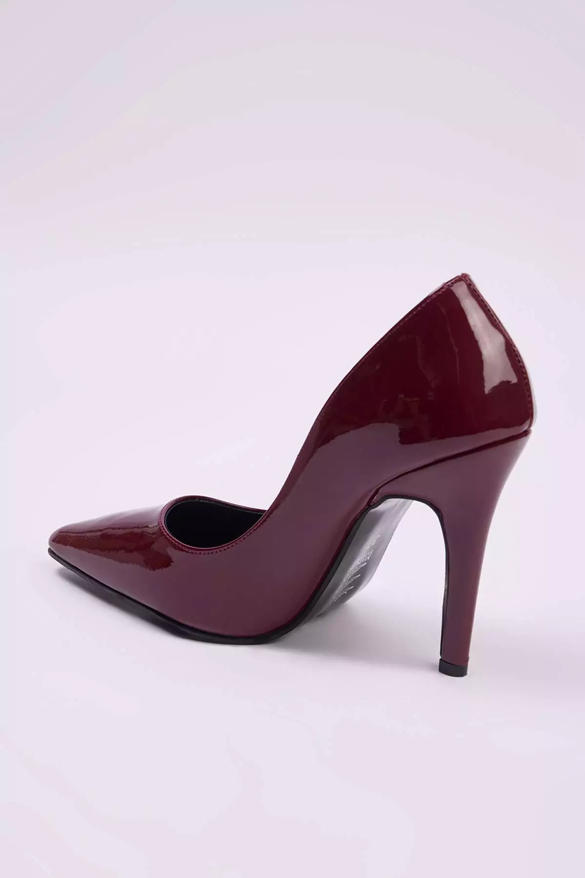 Burgundy Patent Leather Pointed Toe Women's Stiletto Thin Heeled Shoes Takss25To00025