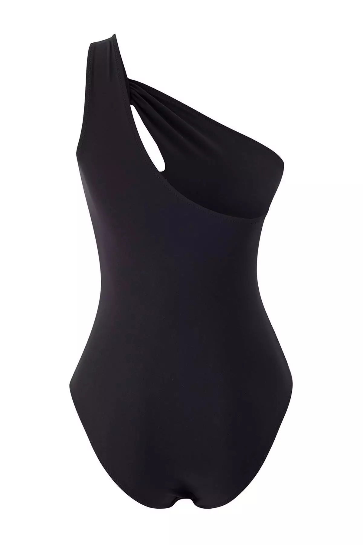 Black One-Shoulder Cut Out Detailed Covered Regular Swimsuit Tbess26Ma4
