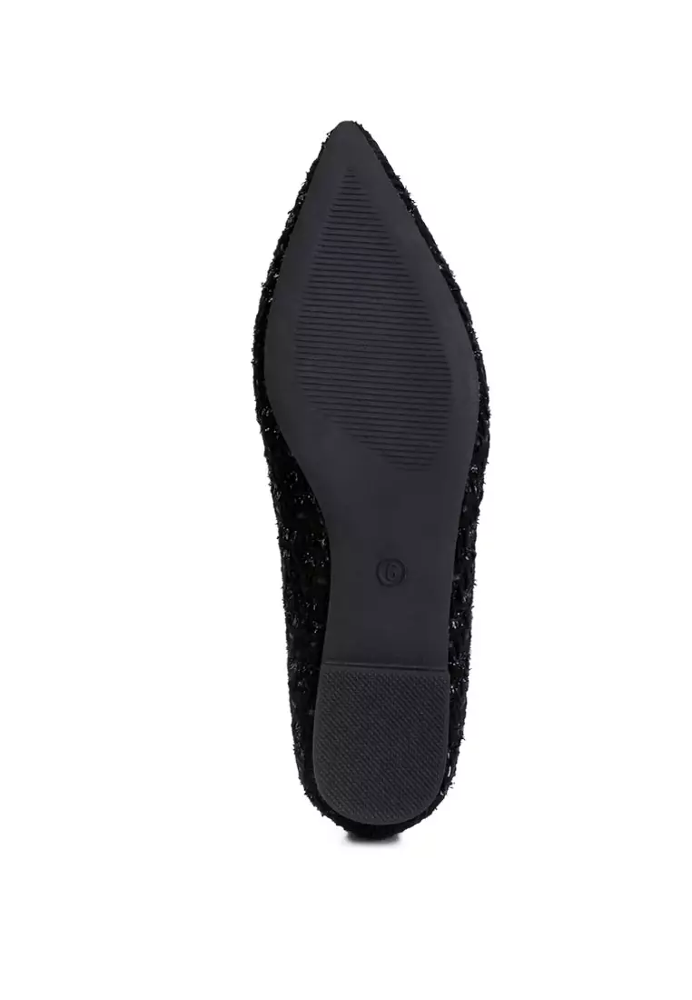 Flat Balet Berhias Warna Hitam