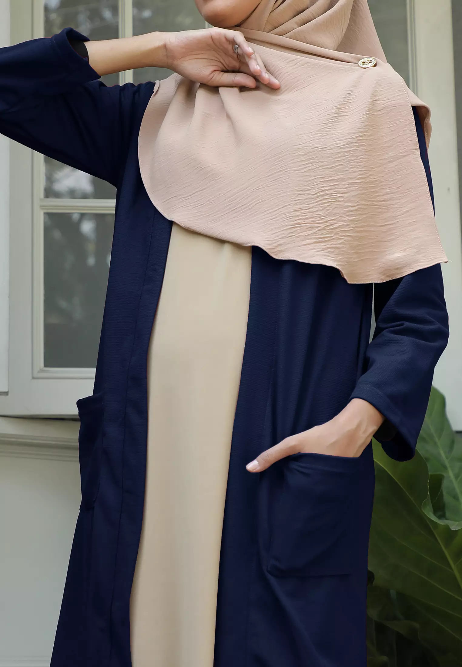 Amara Cardigan | Long Outer Ladies | Basic Outwear - Navy