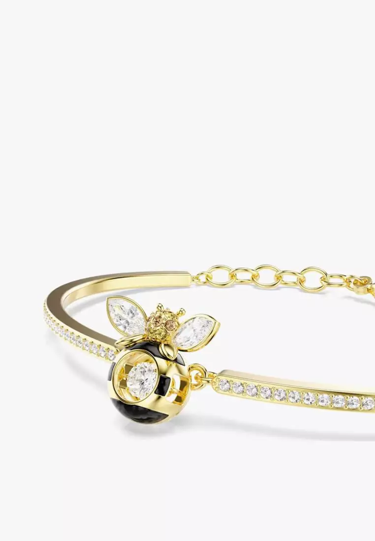 Idyllia bangle, Mixed cuts, Bee, Multicolored, 18K gold finish