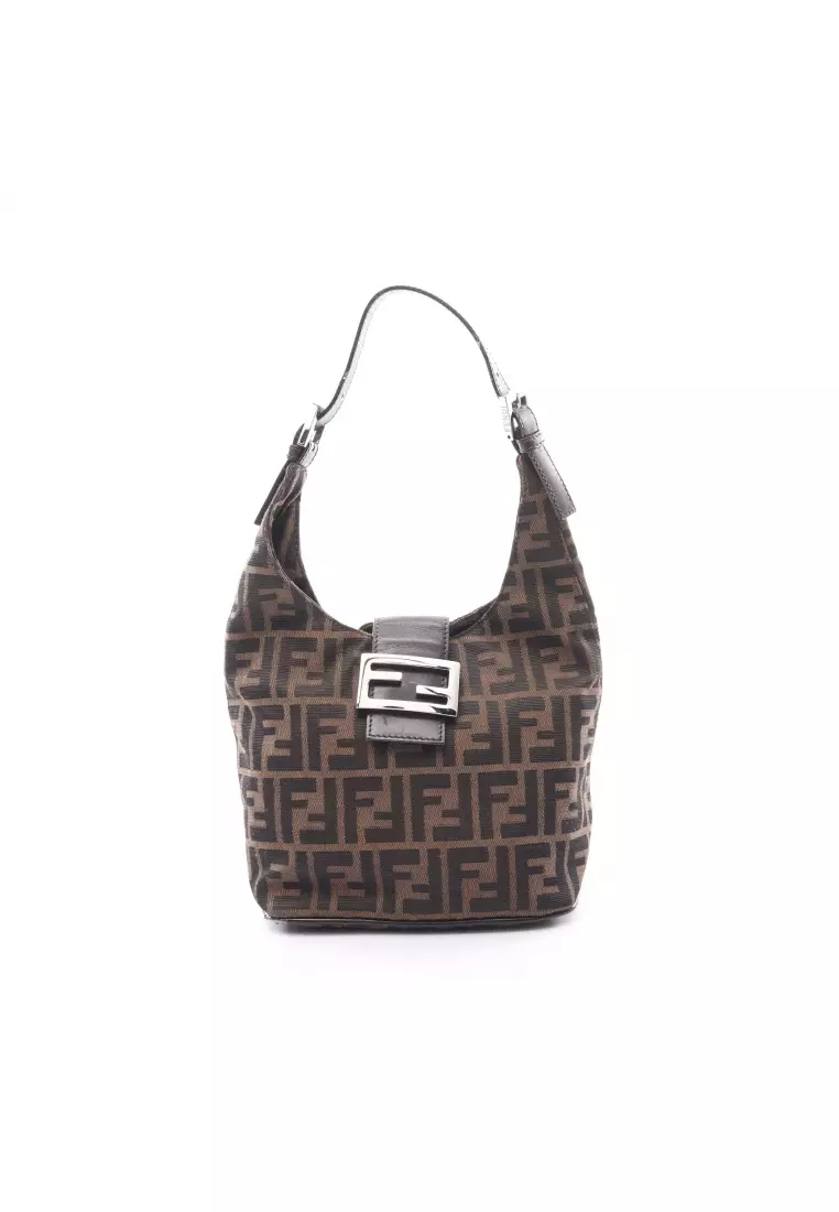 Fendi Pre loved FENDI Zucca Handbag canvas leather beige