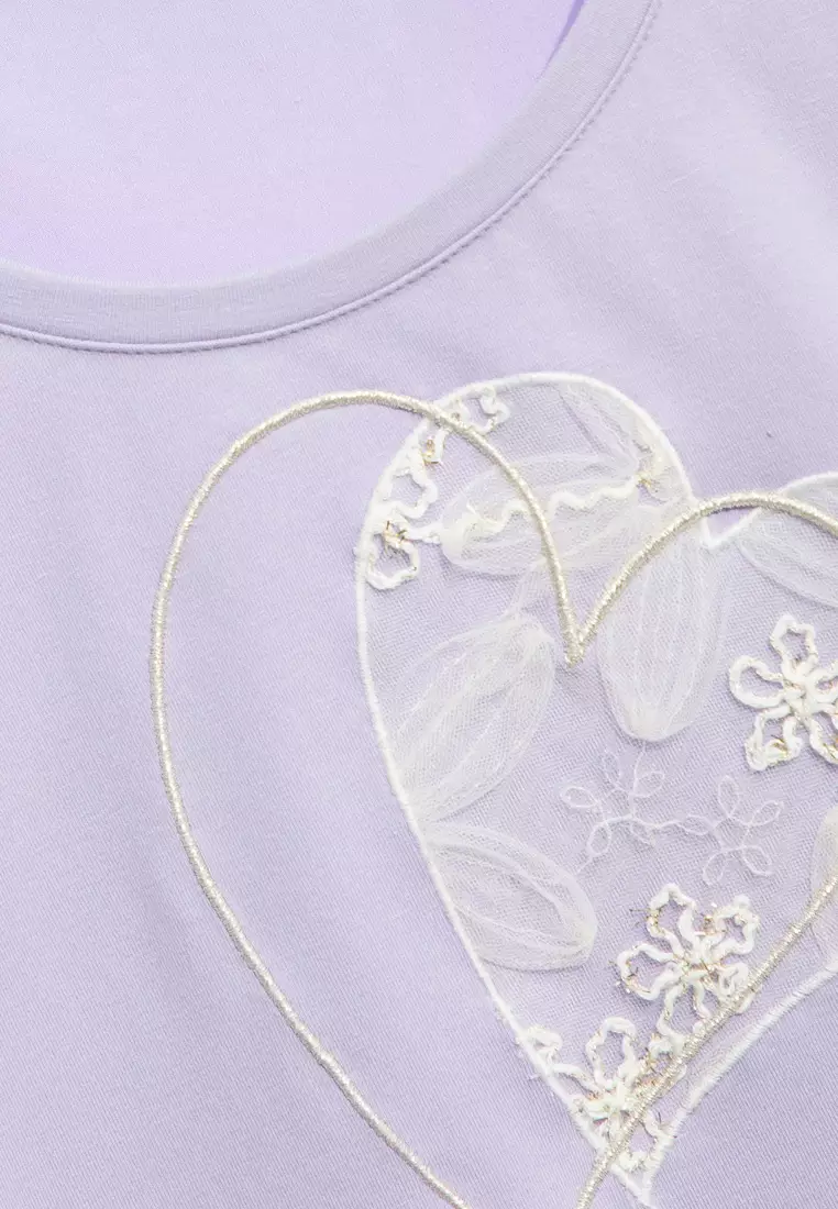 Puff Sleeve Heart Graphic Top