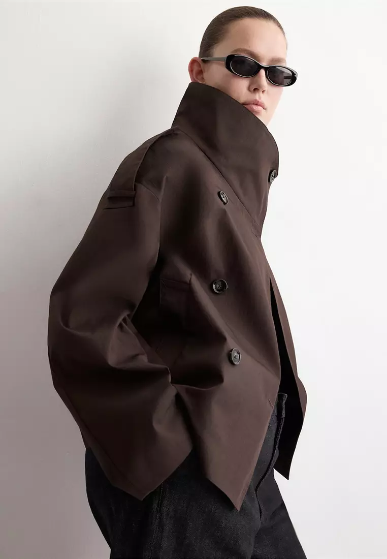 Double-Breasted Cropped Trench Coat