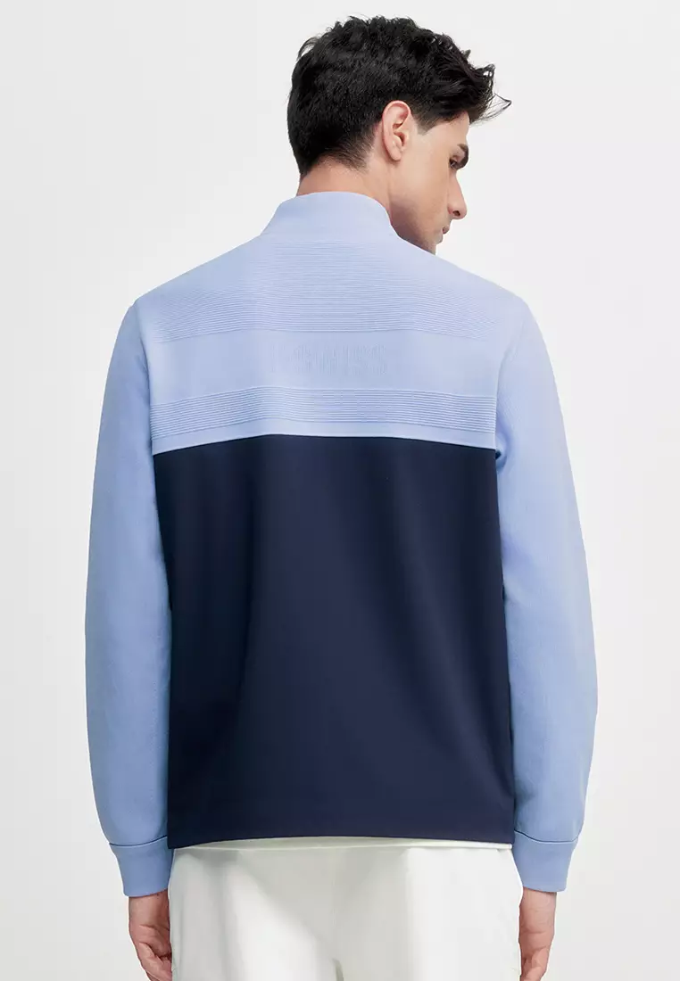 MEN'S LOGO COLOR BLOCK KNIT PATCHWORK JACKET