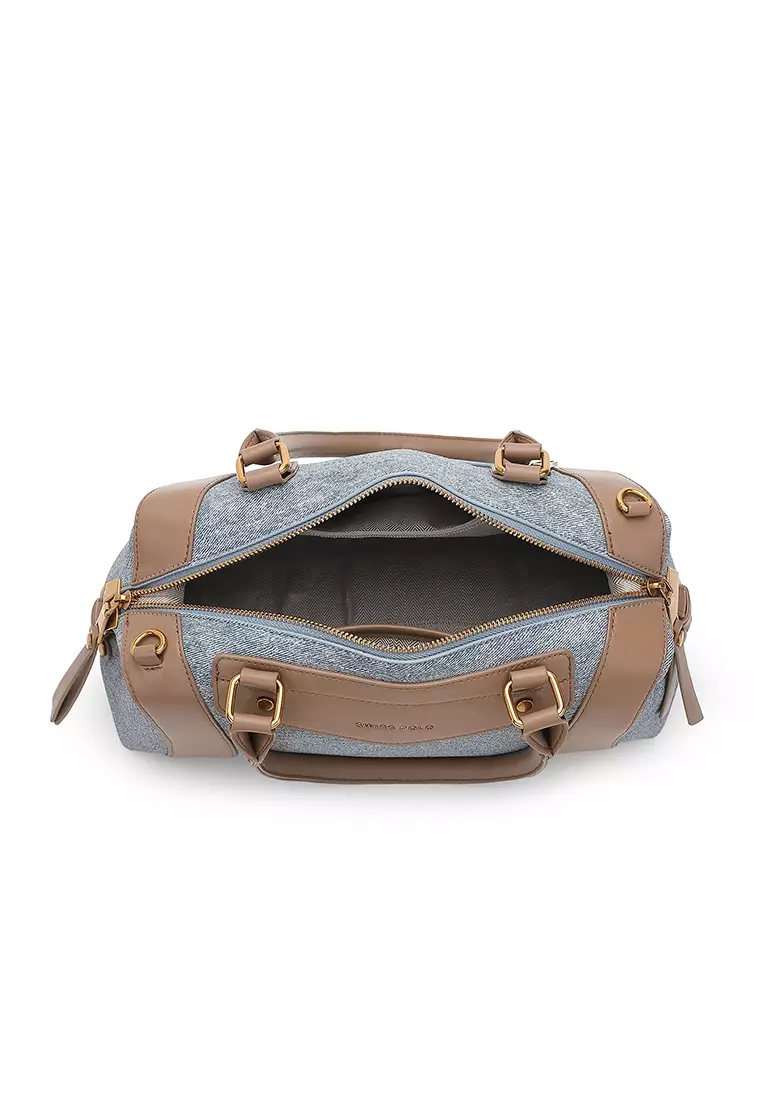 Women's Top Handle Bag / Sling Bag / Crossbody Bag / Shoulder Bag - Light Blue / Dark Khaki