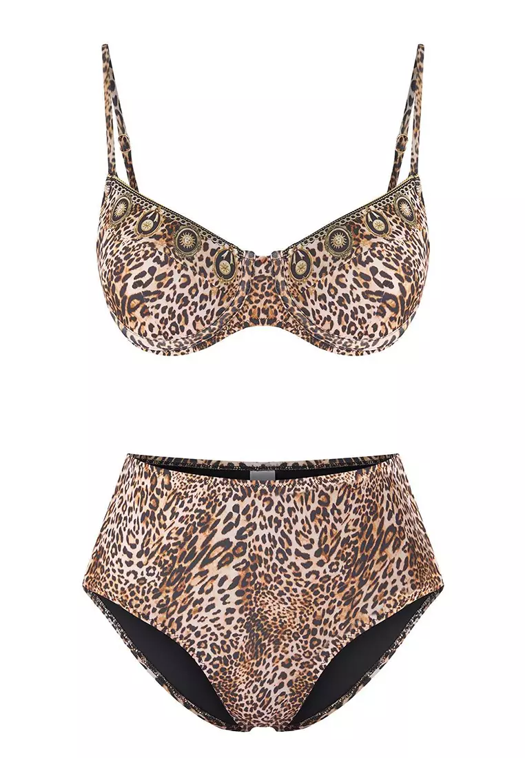 Leopard Patterned Mix Balconette High Waist Regular Bikini Set TBESS25BT00142