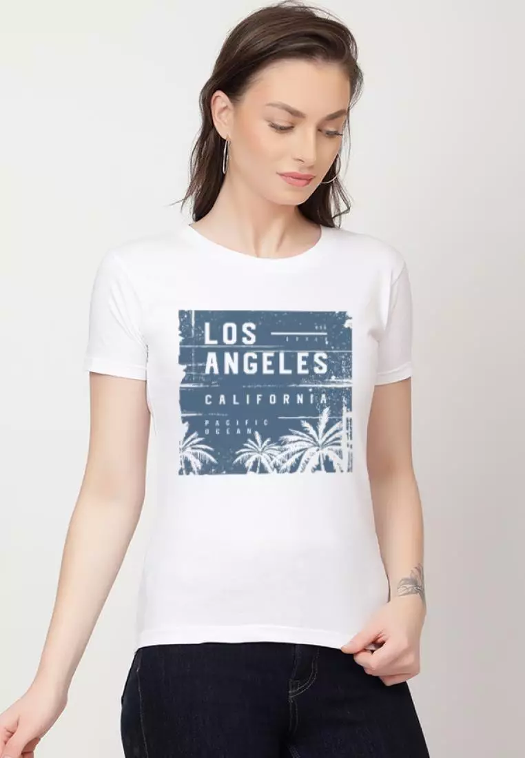 Urban Print Relaxed Short Sleeve Stylish White Cotton Casual Graphic Print Tee/TShirt