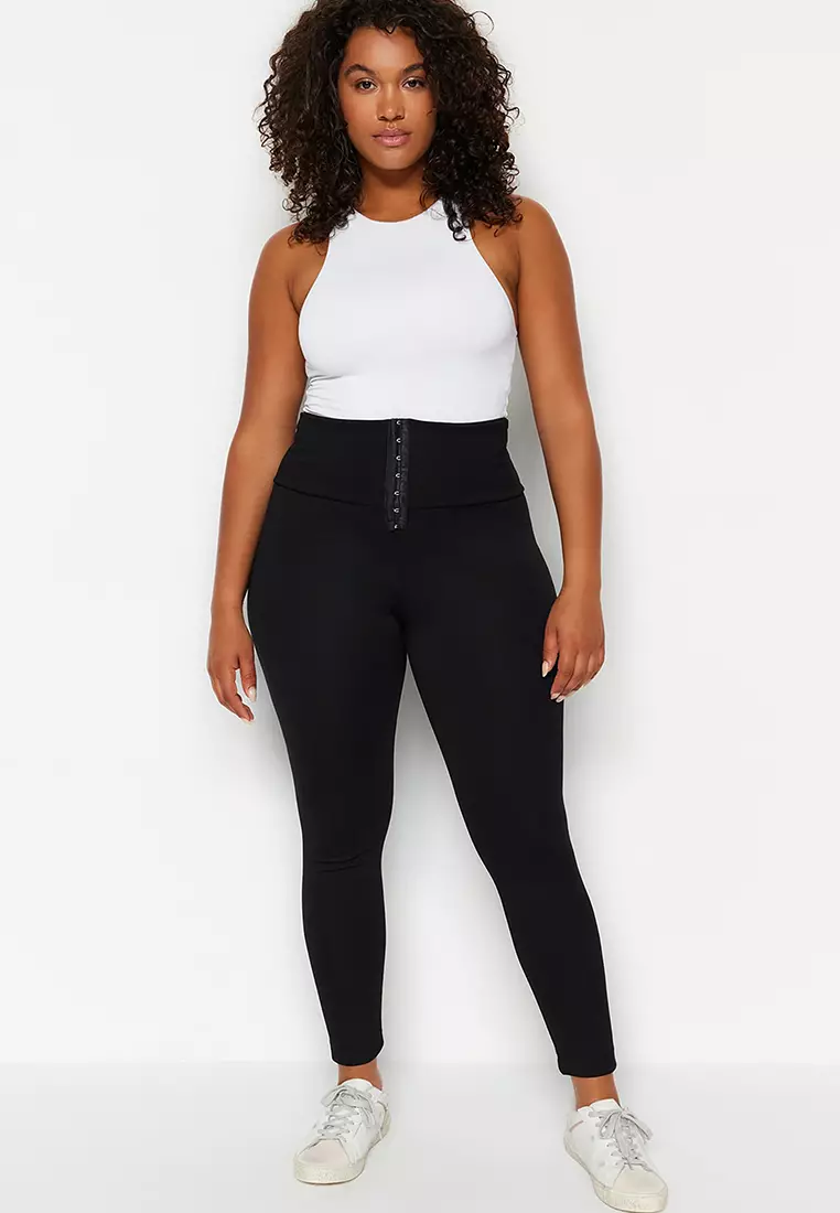 Corset-Look Interlock Knitted Leggings.